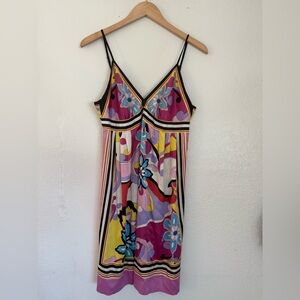 ICE Vintage Y2K Psychedelic Floral Slip Dress Spaghetti Strap Size 12
